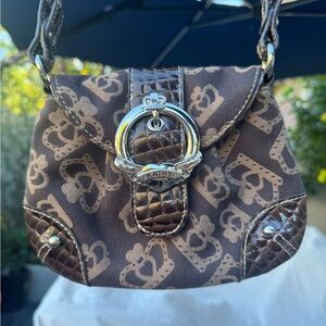 Kathy Van Zeeland Small Crossbody Purse Beige Crown Pattern